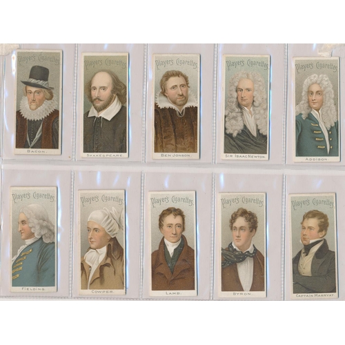 56 - Player. 1900 Famous Authors & Poets (narrow) set, in good to very good cond., the odd card has small... 