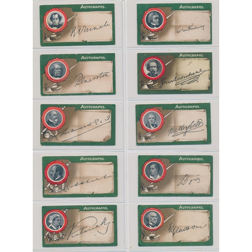 58 - Taddy. 1912 Autographs set, generally in good cond., apart from several with small corner faults, od... 