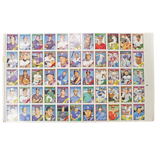 65 - Topps. 1988 Baseball uncut sheet of 55 cards in very good cond., apart from one small area of damage... 