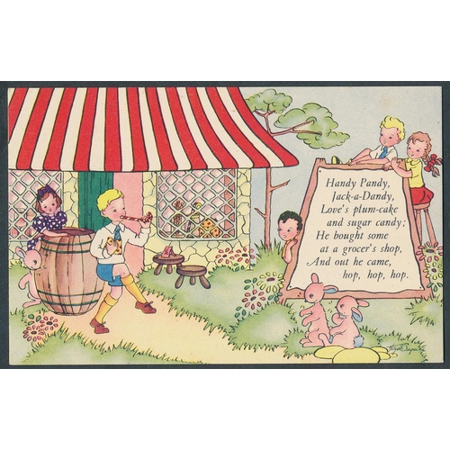 81 - Children. Nursery rhymes. Misc. coln. Misch & Stock series 120 (6), artist Linda Edgerton set of 6 a... 