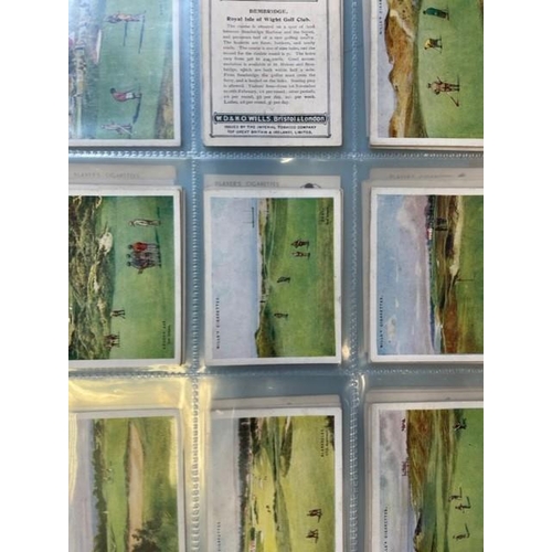 13 - Album of golf related mainly part sets with 1924 Wills Golfing (21), 1934 Churchman 3 Jovial Golfers... 