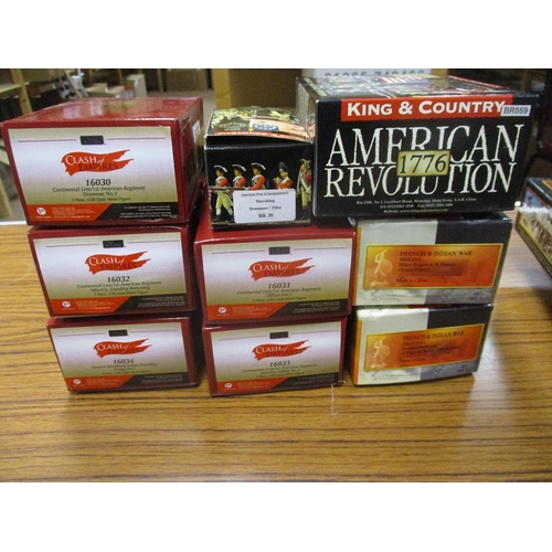 270 - American Revolution range of sets & singles with Britains (21), Conte (4), King & Country (3) etc, m... 