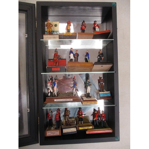 280 - Collection of 54mm hand painted metal (33) and plastic figures (5) mounted singly or in pairs on pli... 