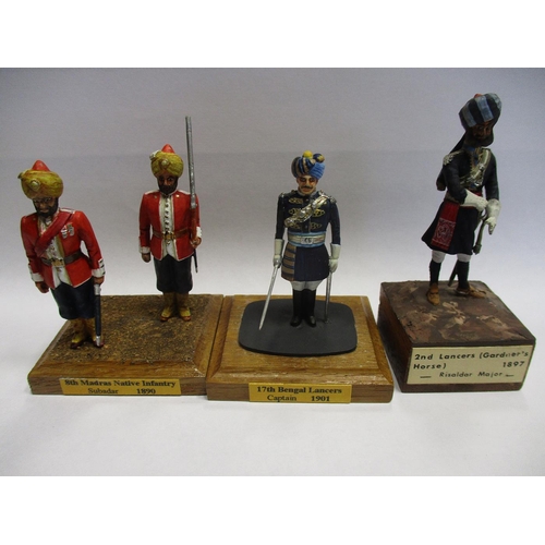 280 - Collection of 54mm hand painted metal (33) and plastic figures (5) mounted singly or in pairs on pli... 