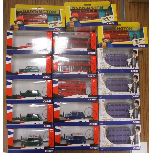 371 - Corgi. Collection of diecast buses and cars, generally mint in excellent to mint boxes, with Best of... 