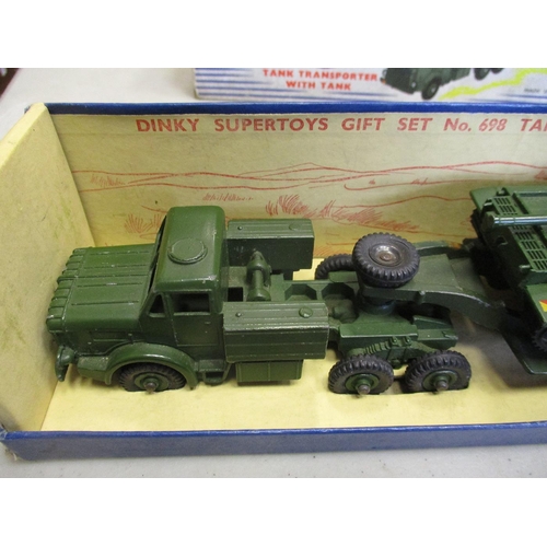 387 - Dinky. Tank Transporter Gift Set No 698 with Antar Transporter and Centurion Tank, Transporter nearl... 