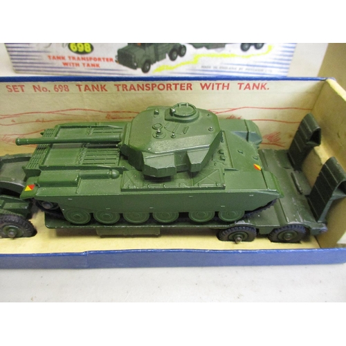 387 - Dinky. Tank Transporter Gift Set No 698 with Antar Transporter and Centurion Tank, Transporter nearl... 