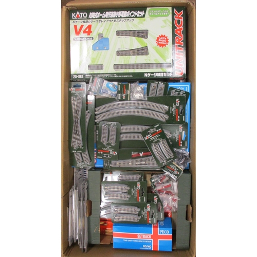 466 - Accumulation of N gauge and OO/HO gauge kits, scenery, track, spares and other extras, generally min... 