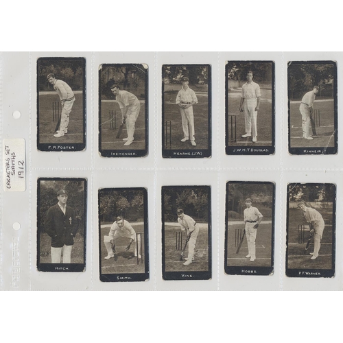72 - F&J Smith. 1912 Cricketers set of 50 in plastic sleeves generally fair several. Cat £1,250. (See pho... 
