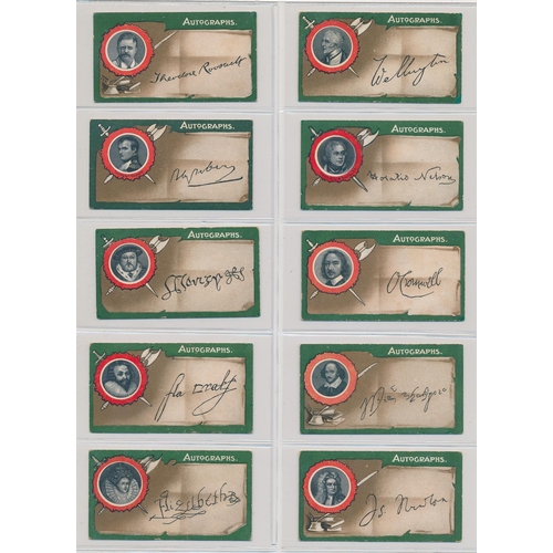 73 - Taddy. 1912 Autographs set, generally in good cond., apart from several with small corner faults, od... 