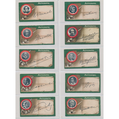 73 - Taddy. 1912 Autographs set, generally in good cond., apart from several with small corner faults, od... 