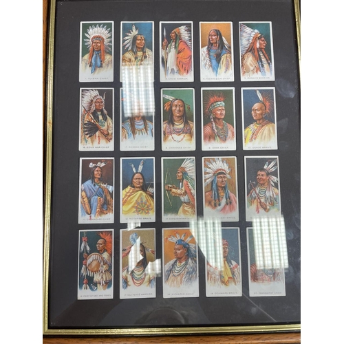 45 - Coln. of Native American related sets in 3 glass covered frames in generally good condition with B.A... 