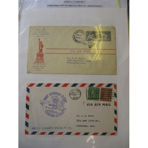 108 - Amelia Earhart. Binder with Amelia Earhart covers, clippings and information,  with further themed m... 