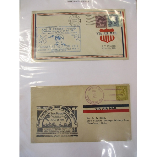 108 - Amelia Earhart. Binder with Amelia Earhart covers, clippings and information,  with further themed m... 