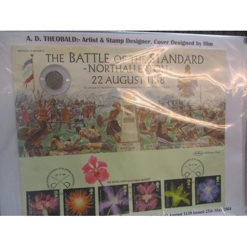 118 - Tony Theobald. Heritage of Britain Series – coln in boxed Lindner binder incl covers, rough copies, ... 