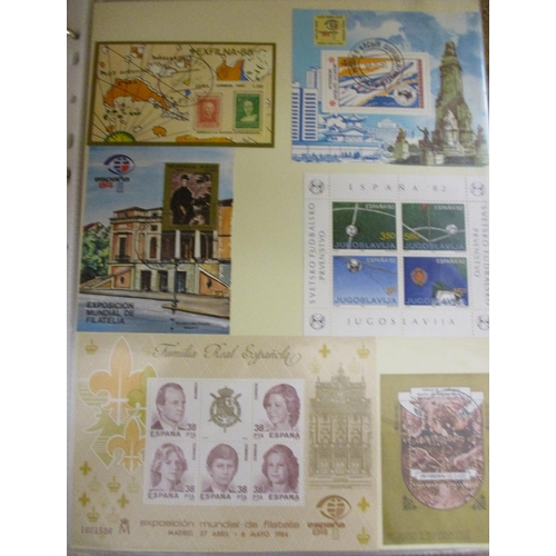 93 - Philatelic Exhibitions. Two large binders of world philatelic exhibition material, large qty of MS’s... 