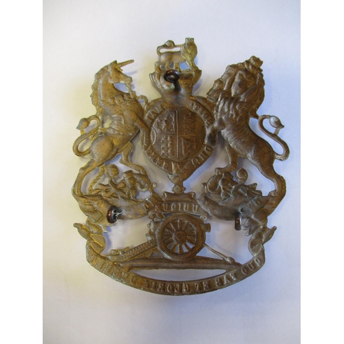 241 - Artillery helmet plates with QV Royal Artillery, Militia Artillery and KC Royal Artillery, very fine... 