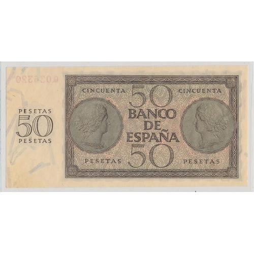 295 - Spain. 1936 (21 Nov) 50 pesatas Q036320 very fine. (See photo) (N)