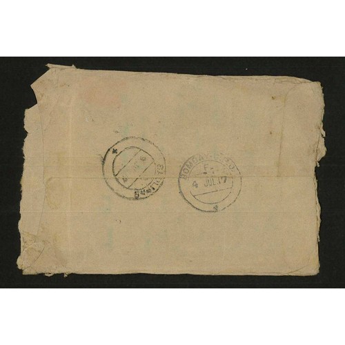 91 - Maritime. Salvaged cover from SS Mongolia which was struck by a mine on June 23rd 1917. On front han... 