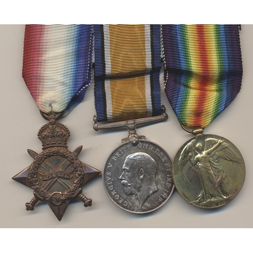 116 - 1914-15 Star trio to 4401 Cpl S. Bissett Lovat's Scts very fine and better, swing mounted for wear. ... 