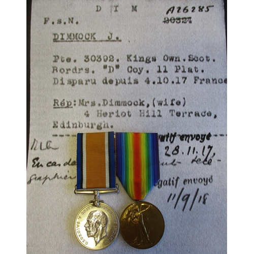 128 - WW1 range with:
1. BWM and Victory Medal to S-18507 Pte J.W. Chisholm R. Highrs good very fine. Jame... 