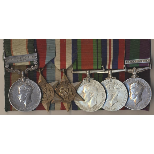 136 - 1936 India GSM North West Frontier 1937-39 clasp, 1939-1945, France and Germany Stars, Defence Medal... 