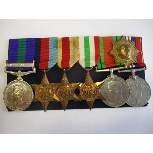 159 - 1923 GSM Palestine clasp, 1939-1945, Africa, Italy Stars, Defence Medal and BWM to 830294 Gdsmn R.E.... 