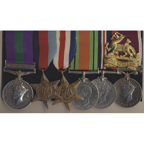 164 - 1923 GSM Palestine clasp, 1939-1945, France and Germany Stars, Defence Medal, BWM and KGVI Regular A... 