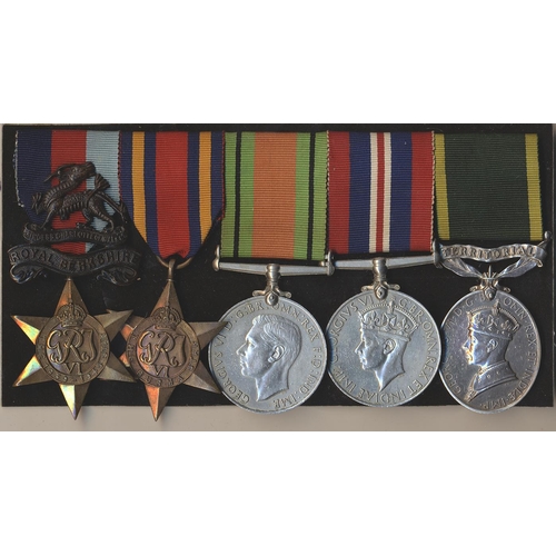 168 - WW2 1939-1945, Burma Stars, Defence Medal, BWM and KGVI Efficiency Medal (Territorial) to Lt F.W.B. ... 