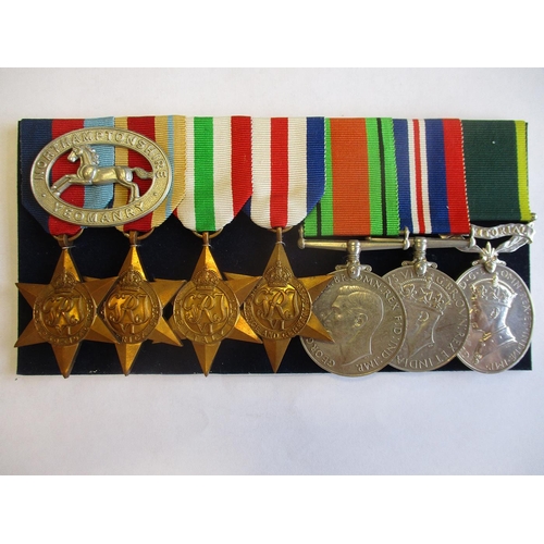 174 - WW2 1939-1945, Africa, Italy, France and Germany Stars, Defence Medal, BWM and KGVI Efficiency Medal... 