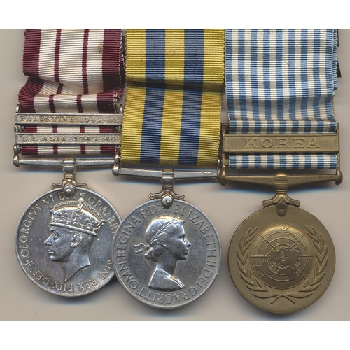 183 - NGSM 2 clasps S.E. Asia 1945-46, Palestine 1945-48, 1951 Korea Medal and UN Korea Medal to D/MX80281... 