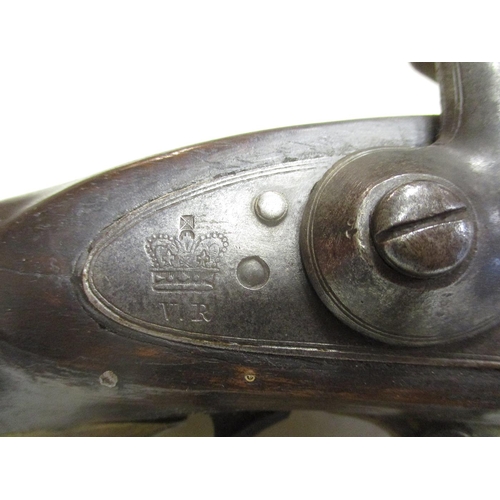 214 - 1859 Enfield Tower Pattern 3 band percussion cap rifle, converted from flintlock, lockplate marked c... 