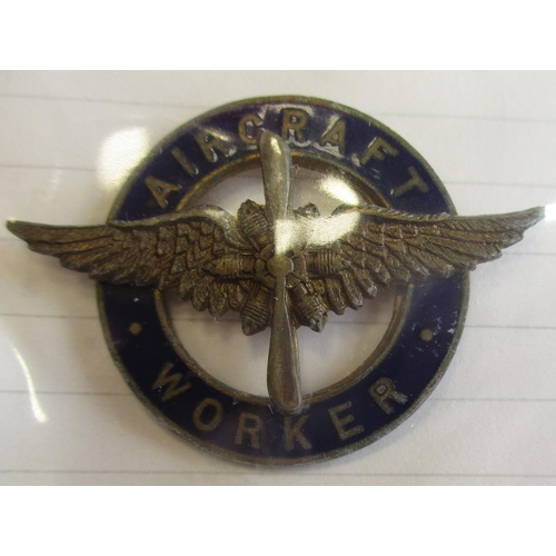 228 - War Service lapel and pin badge collection with O.H.M.S. Aviation (2), Aircraft Worker, Blackburn Ae... 