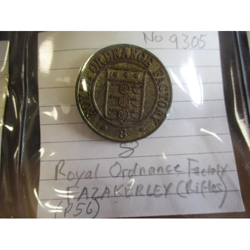 231 - Royal Ordnance Factory lapel and pin badges with factory No 7, 8, 13, 14, 18, Enfield Small Arms Fac... 