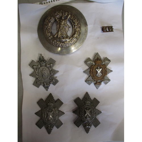 233 - Collection of mostly Scottish Regiments cap badges, shoulder titles, pin badges etc including Royal ... 