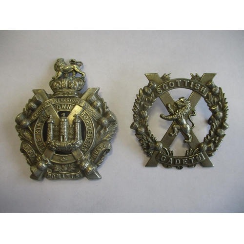 246 - A mixed collection including Scottish cap badges/collar dogs (14) HLI, BW, Scottish Cadets, KOSB, Ro... 