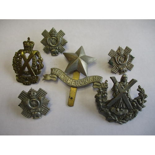 246 - A mixed collection including Scottish cap badges/collar dogs (14) HLI, BW, Scottish Cadets, KOSB, Ro... 