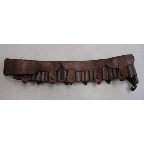 248 - Range with brown leather mounted infantry/yeomanry bandolier, 1918 G&K US leather holster, webbing r... 