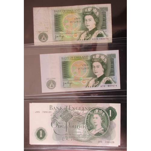 251 - Collection of £1 and 10/- banknotes in album, generally very fine or better, with L. K. O'Brien £1 1... 