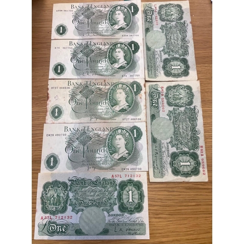 252 - Range of Bank of England banknotes in mixed condition with £5 Beale, O'Brien with 6 consecutives £1 ... 