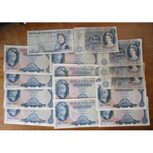 254 - Range of Bank of England banknotes in mixed condition, with £5 O'Brien (10), Fforde (4), Somerset (1... 