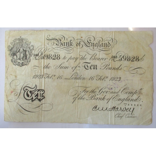 266 - E. M. Harvey. 1923 (16th Feb) white £10 fine (Duggleby B209a) and 1924 (12th March) white £5 fine (B... 