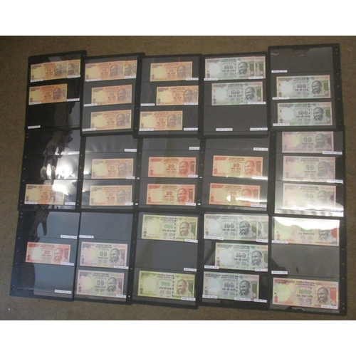 290 - India. Uncirculated 2010s collection, with 1000 rupees 2011 (2), 2012 (3), 2013 (3), 2014 (2), 2015 ... 