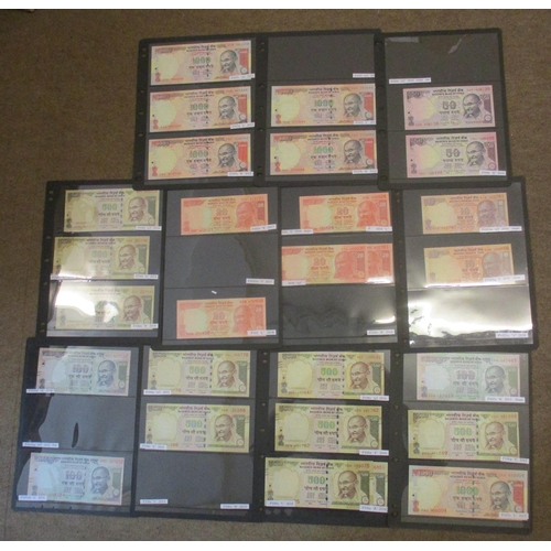 290 - India. Uncirculated 2010s collection, with 1000 rupees 2011 (2), 2012 (3), 2013 (3), 2014 (2), 2015 ... 