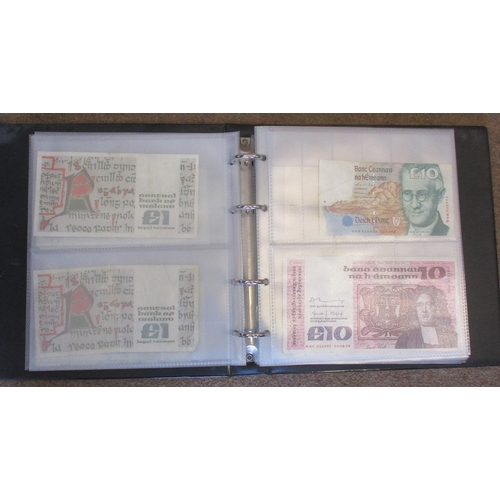 314 - 20th century range in pair of albums, with half crowns, florins, shillings, sixpence etc. Also inclu... 