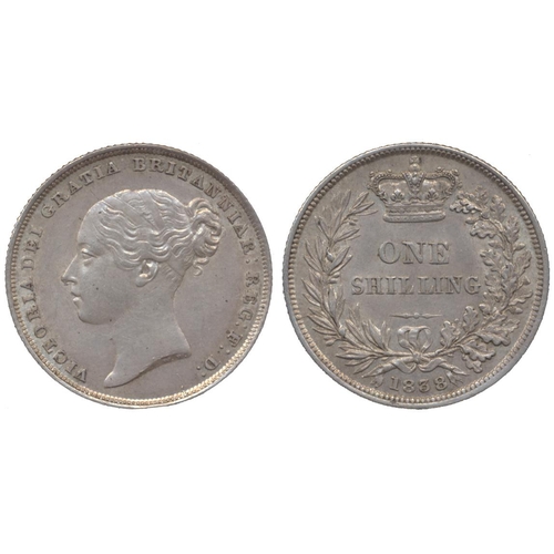 326 - 1838 shilling about extremely fine. (See photo) (Y)