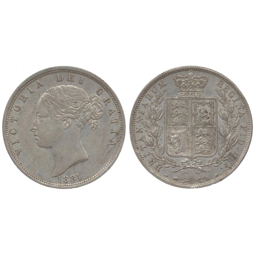 327 - 1881 half crown nearly extremely fine. (See photo) (Y)