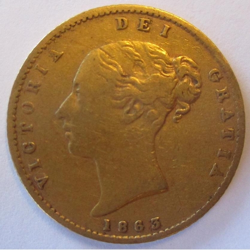 340 - IG lot - documents required. 1863 half sovereign fine. (Y)