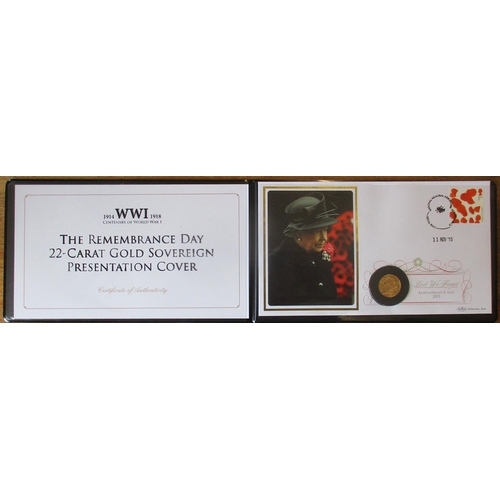 383 - IG lot - documents required. 1918 uncirculated sovereign, in 2015 Jubilee Mint cover. (R)