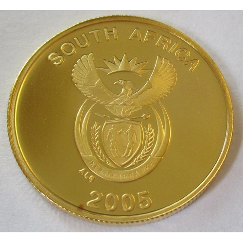 463 - IG lot - documents required. South Africa. 2005 2 rand gold proof FDC. (Y)